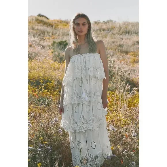 grey lace maxi dress Heather Grey Lace Tiered Overalls Maxi Dress